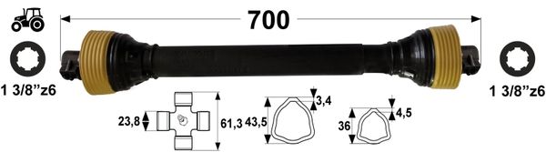KARDAN T2 L= 700 mm DIREKTNI KARDAN T2 L= 700 mm DIREKTNI