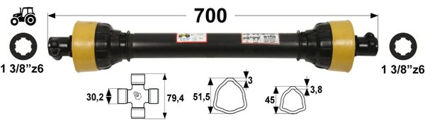 KARDAN T45 L= 700 mm DIREKTNI KARDAN T45 L= 700 mm DIREKTNI