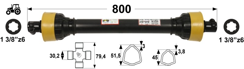 KARDAN T45  L=800 mm DIREKTNI