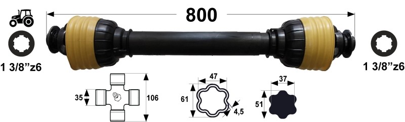 KARDAN  X7 L= 800 mm DIREKTNI