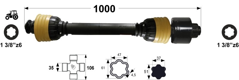  KARDAN X7 L=1000 mm S SKLOPKO AVTOMATSKO 2650 Nm